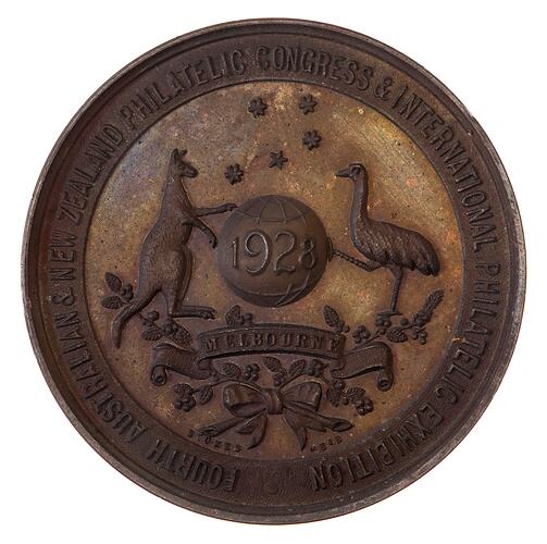 Medal - Fourth Australian & New Zealand Philatelic Congress Prize, 1928 AD