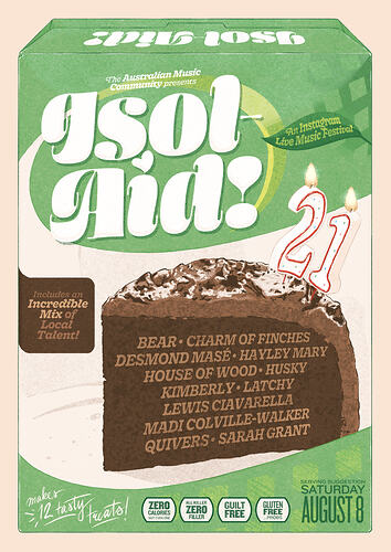 Isol-Aid Online Music Festival, Edition 21, Designed by Sebastian White,  8-9 August 2020