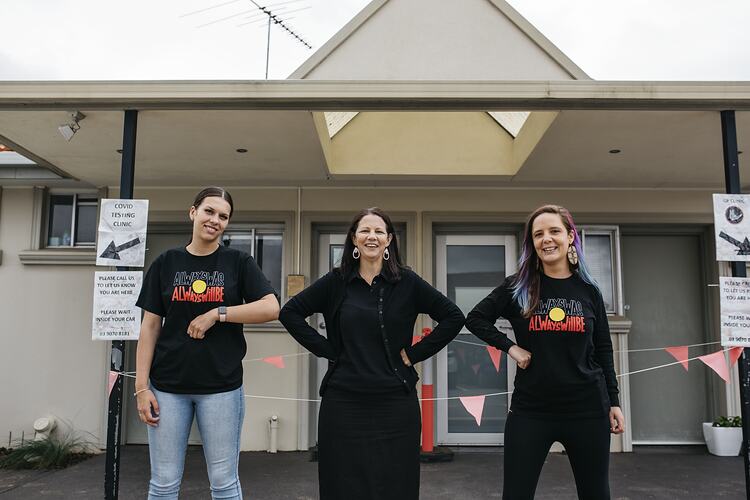 Staff Members Pose Together Outside First Peoples Health and Wellbeing Clinic, Thomastown, Wurundjeri Woi Wurrung Country, Victoria, 25 Mar 2021