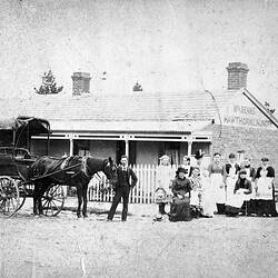 Negative - Delivery Van & Workers Outside Mrs Been's Hawthorn Laundry, Victoria, 1896-1897