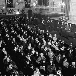 Negative - Public Meeting in a Large Hall, Possibly Australian Natives Association Meeting at University of Melbourne, Melbourne, Victoria, circa 1915
