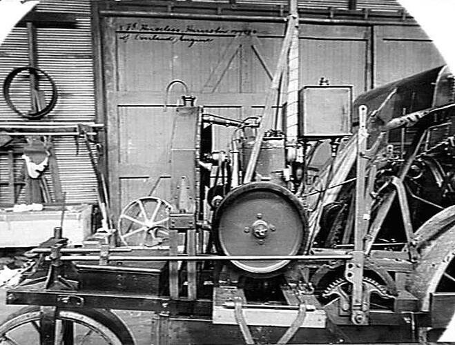 8 FT. HORSELESS HARVESTER 1919 & 20 W/- OVERLAND ENGINE