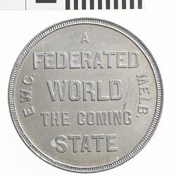 Medal - A Federated World, Flight, Cole's Book Arcade, Victoria, Australia, circa 1885