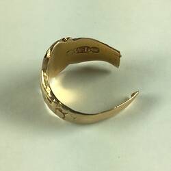 Back of broken women's gold ring. Stamped with maker's mark W.L.