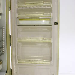 Refrigerator with the door open.