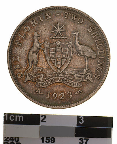 Coin - Florin (2 Shillings), Australia, 1923, photographed by Museums Victoria