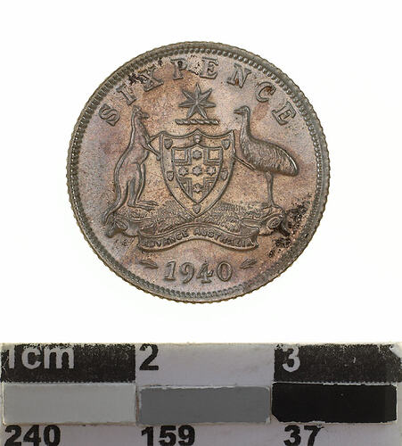 Coin - Sixpence, Australia, 1940, photographed by Museums Victoria