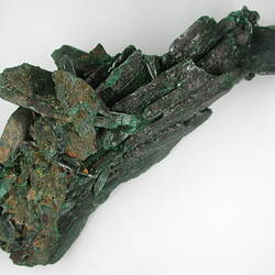 Angular green mineral specimen.