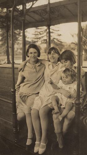 Digital Photograph - Girls Riding Open Cable Tram, Melbourne, 1940-1949