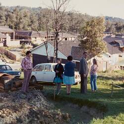 Digital Photograph - Extended Family Inspecting Building Site for First Home, Ringwood, 1974