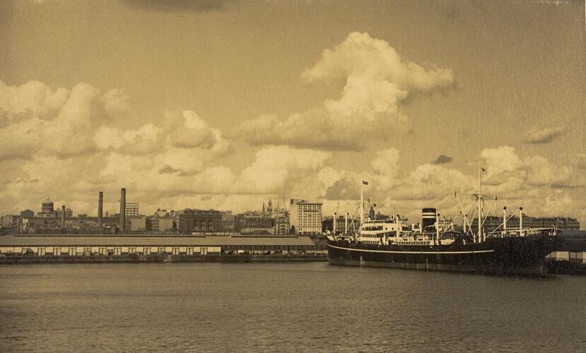 Digital Photograph - Ship at No. 8 Berth, Docklands, Melbourne, 1935