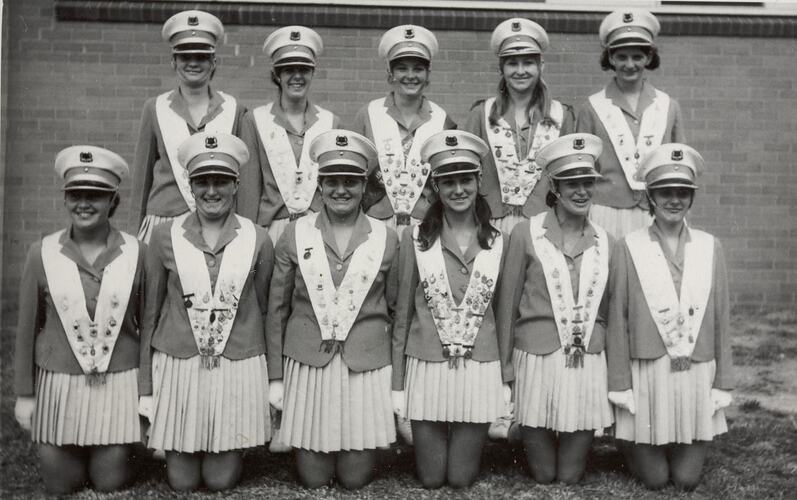 Digital Photograph - Balwyn Returned Services League Senior Marching Girls Team, Balwyn, 1969