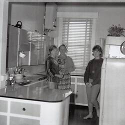 Digital Photograph - Mother & Two Daughters, Kitchen, Camberwell, 1962
