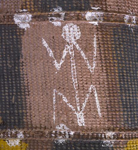 Human figure (detail) on hand painted pandanus dilly bag