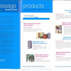 Advertising brochure for water products.