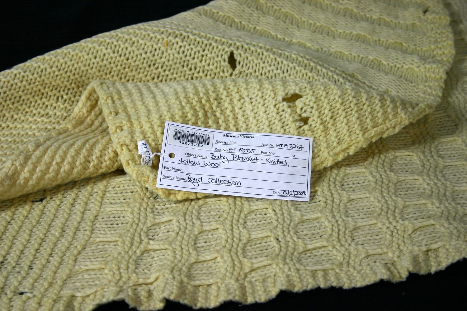 Baby Blanket - Knitted, Yellow Wool, circa 1950s