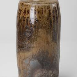 Cylindrical vase, brown gloss glaze