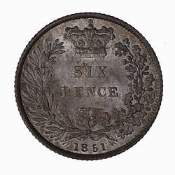 Coin - Sixpence, Queen Victoria, Great Britain, 1851 (Reverse)