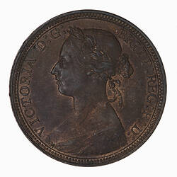 Coin - Halfpenny, Queen Victoria, Great Britain, 1889 (Obverse)