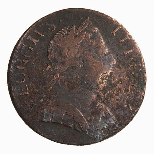 Imitation Coin - Halfpenny, George III, Great Britain, 1775 (Obverse)