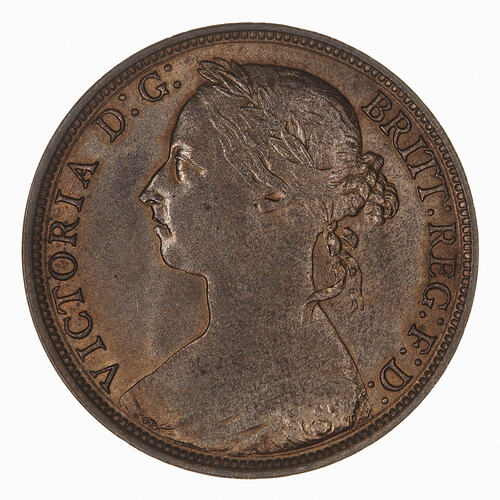 Coin - Penny, Queen Victoria, Great Britain, 1884 (Obverse)