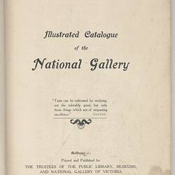 Catalogue - Illustrated Catalogue of the National Gallery, Melbourne, 1911