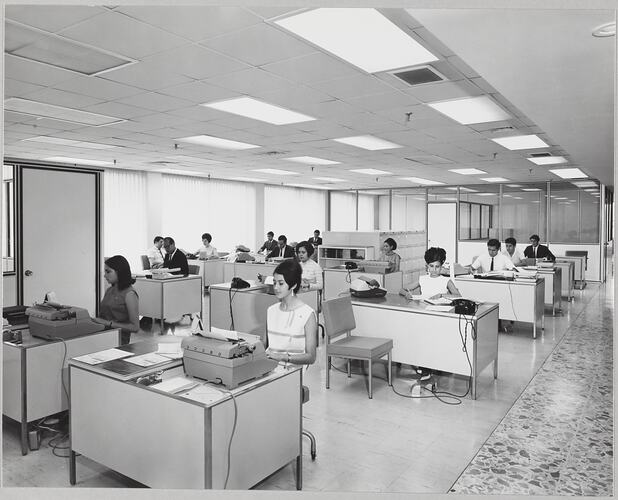 Photograph - Massey Ferguson, Office Workers, Interior of Factory, Querétaro, Mexico, circa 1968