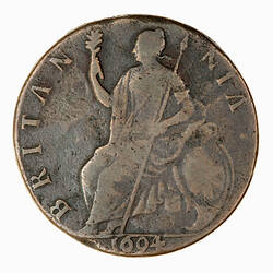Coin - Halfpenny, William and Mary, Great Britain, 1694 (Reverse)