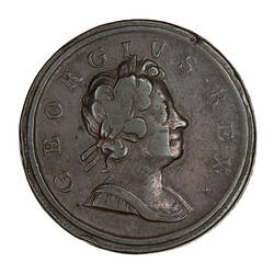 Coin - Halfpenny, George I, Great Britain, 1717 (Obverse)