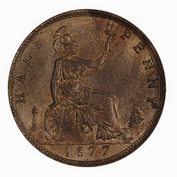 Coin - Halfpenny, Queen Victoria, Great Britain, 1877 (Reverse)