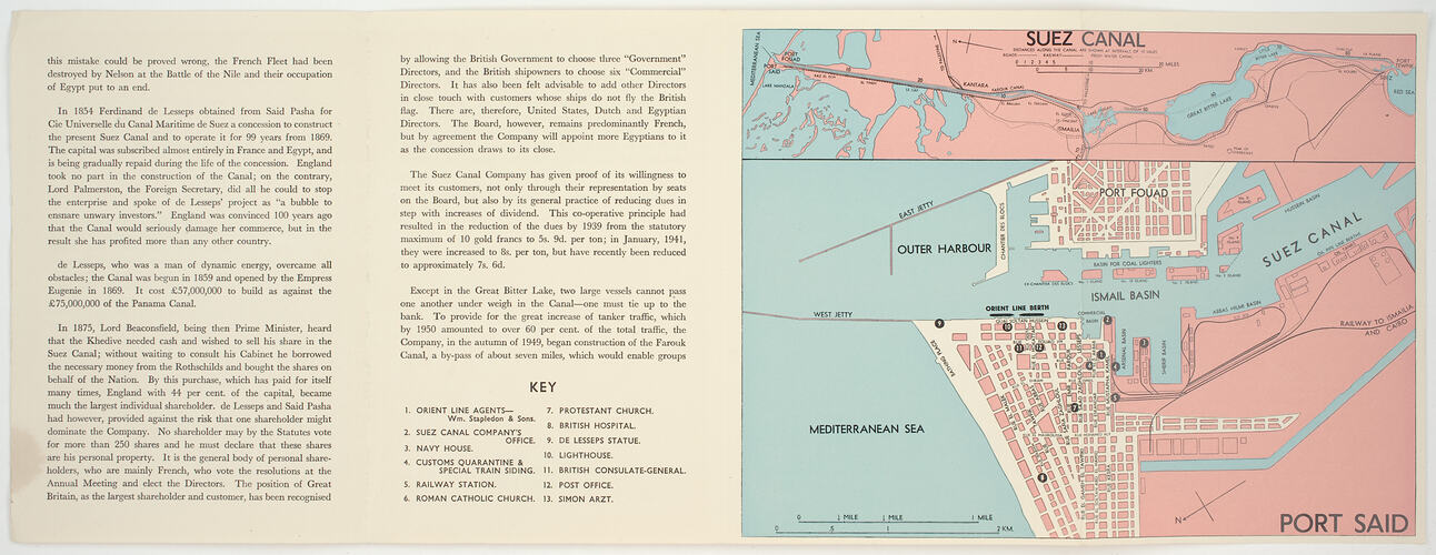 Booklet - Orient Line to Australia, Suez Canal & Port Said
