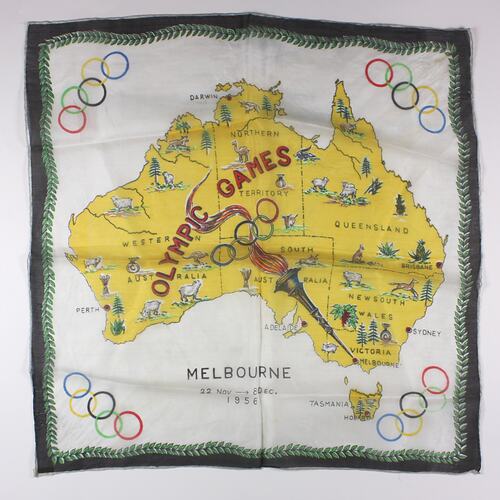 Picture of Australia on a silk scarf.