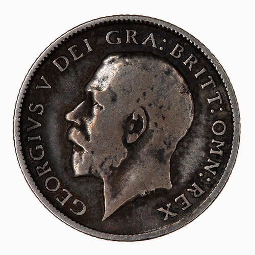 Coin - Sixpence, George V, Great Britain, 1916 (Obverse)