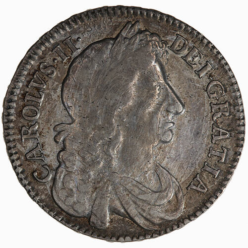 Coin - Halfcrown, Charles II, Great Britain, 1677 (Obverse)