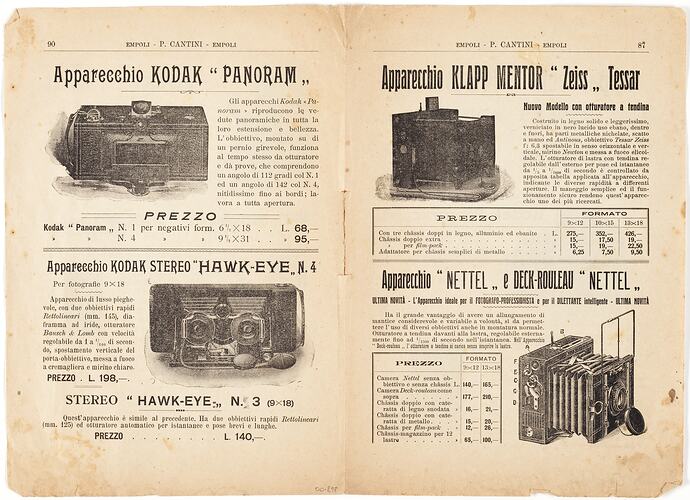 Leaflet - Italian Photography Company, circa 1900