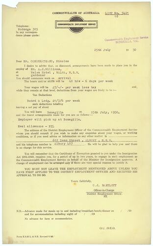 Leaflet - Commonwealth Employment Service, Commencement Of Employment, 1950