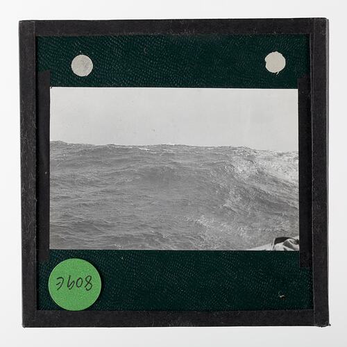 Lantern Slide - Seas & Part of the Ship's Dinghy, Southern Ocean, Ellsworth Relief Expedition, Antarctica, 1935-1936