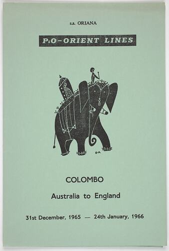Leaflet - Colombo, P&O Orient Line 'Oriana' Port of Call, Australia to England,1965