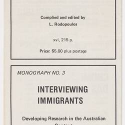 Leaflet - 'Clearing House on Migration Issues', Ecumenical Migration Centre, circa 1978