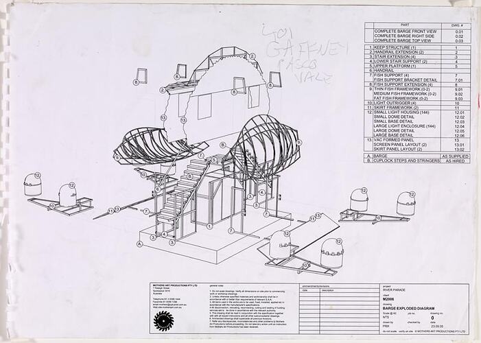 Technical Drawing - Barge, Exploded Diagram