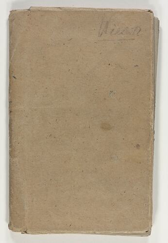 Plain notebook with cardboard cover.