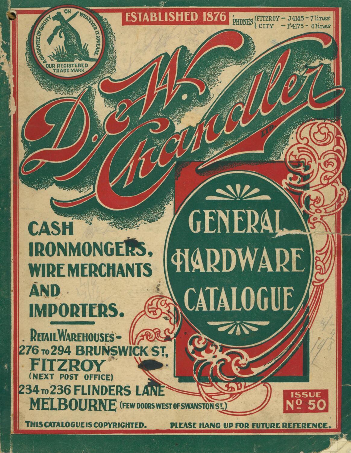 Product Catalogue D.& W. Chandler, General Hardware Catalogue, No.50