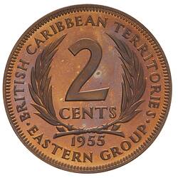Proof Coin - 2 Cents, British Caribbean Territories, 1955