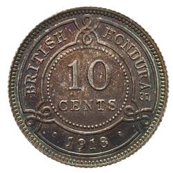 Coin - 10 Cents, British Honduras (Belize), 1918