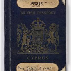 Passport - Cypriot, Yildiz Eyiam, 28 Jul 1951