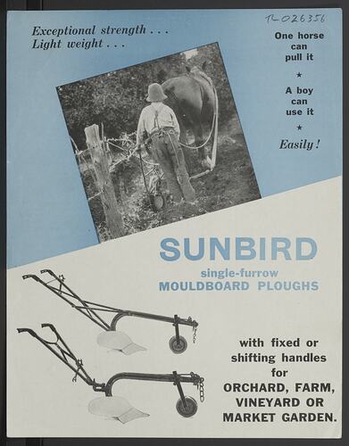 Publicity Flyer - H.V. McKay Massey Harris, Sunbird, Mouldboard Ploughs, 1945