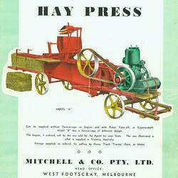 Trade Literature - Mitchell & Co. Pty Ltd, Hay Balers, West Footscray, Victoria, circa 1938