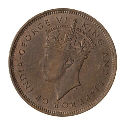 Coin - 5 Cents, Mauritius, 1945