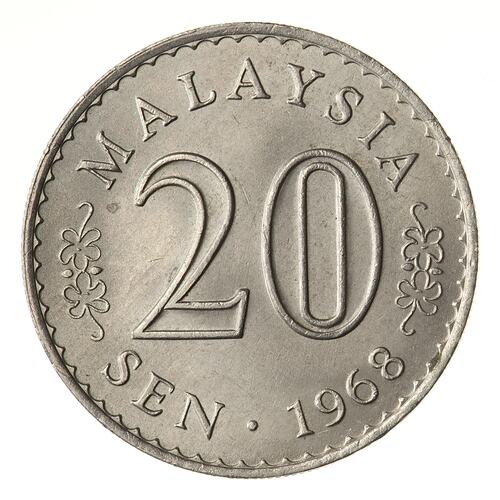 Coin - 20 Cents, Malaysia, 1968