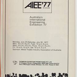 Catalogue - AIEE '77, Melbourne, Jul 1977